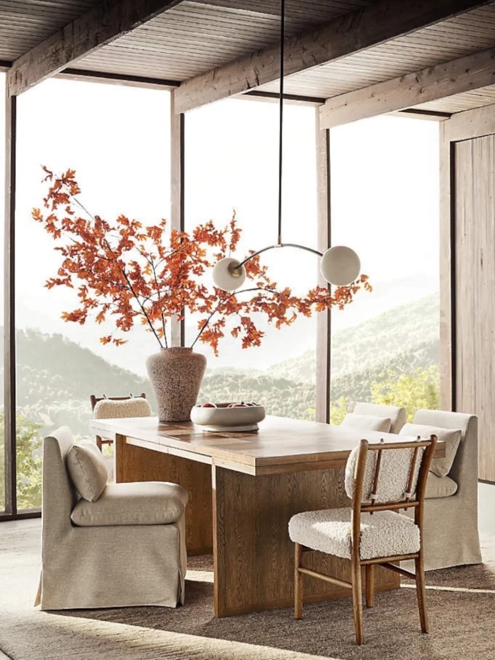 Crate & Barrel Faux Orange Oak Leaf Branches 66